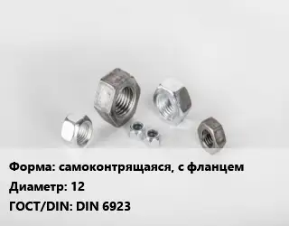Гайка самоконтрящаяся, с фланцем D=12 DIN 6923